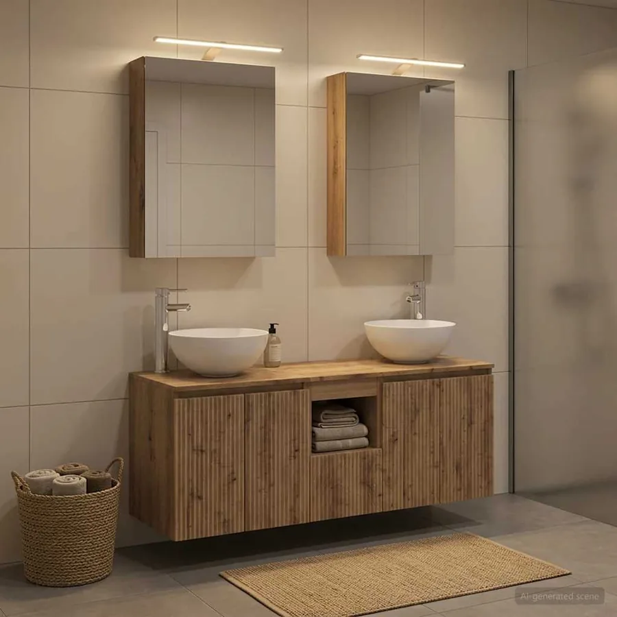Ensemble d'armoire de salle de bain 5 pc Chêne artisanal