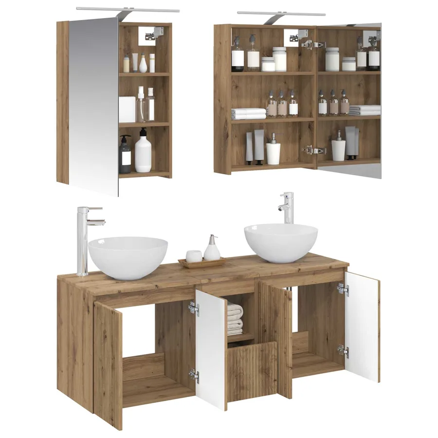 Ensemble d'armoire de salle de bain 5 pc Chêne artisanal - 3