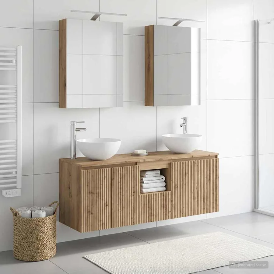 Ensemble d'armoire de salle de bain 5 pc Chêne artisanal - 4