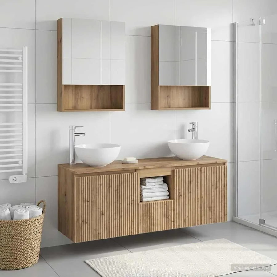 Ensemble d'armoire de salle de bain 5 pc Chêne artisanal