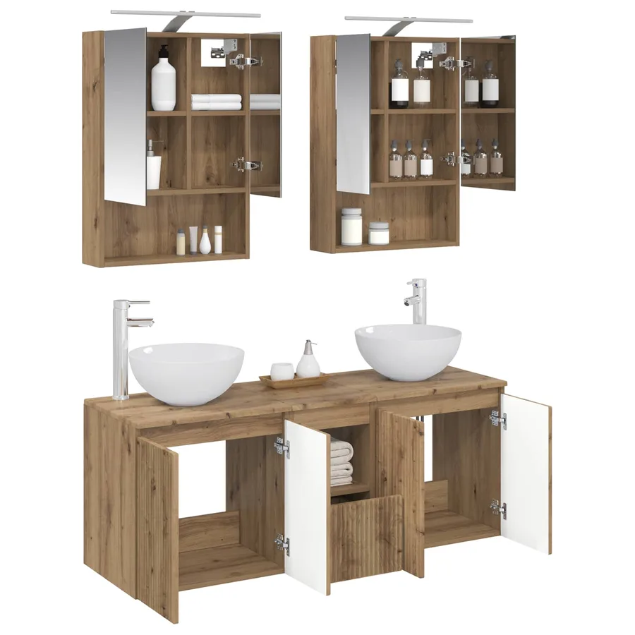 Ensemble d'armoire de salle de bain 5 pc Chêne artisanal - 3