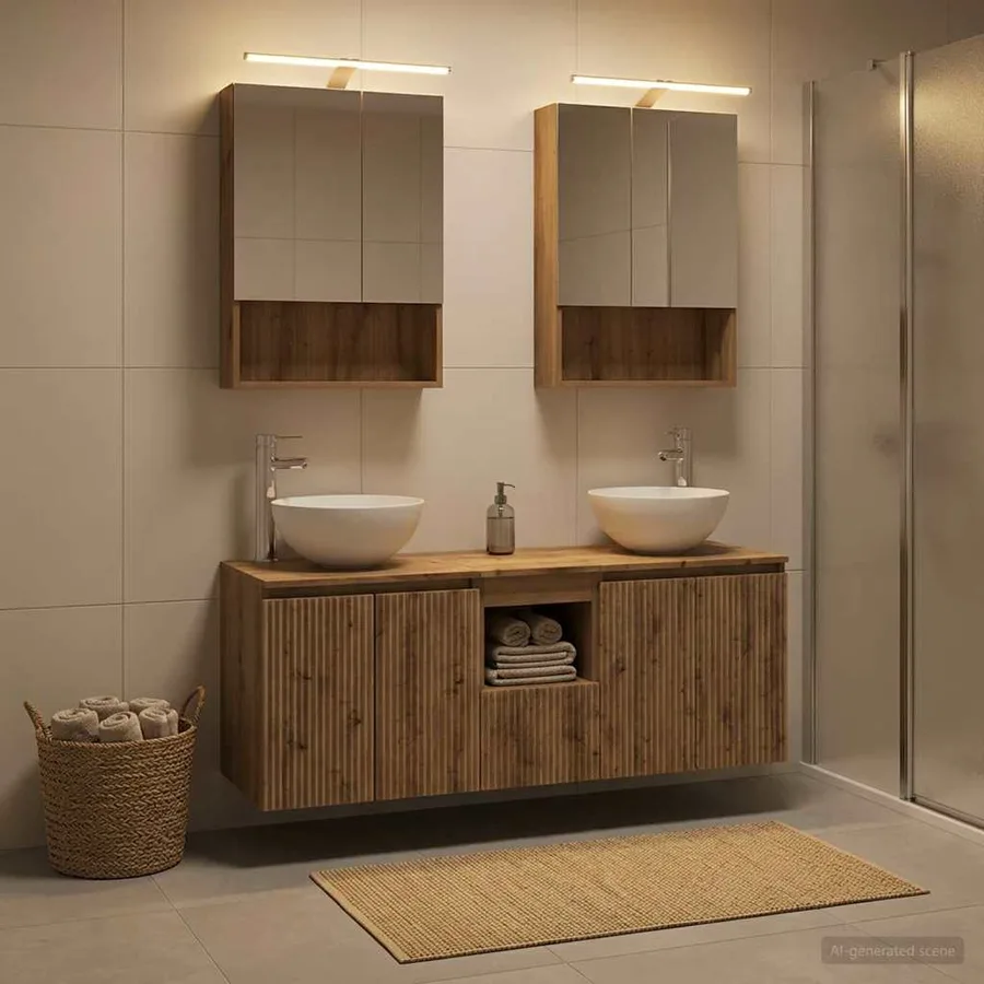Ensemble d'armoire de salle de bain 5 pc Chêne artisanal - 4