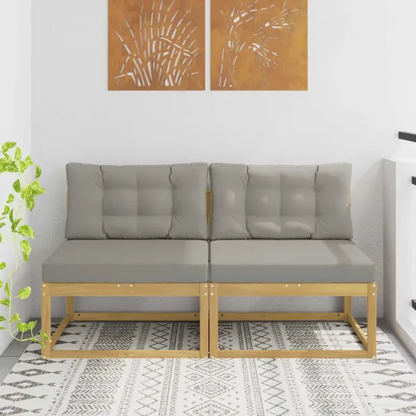 2 Pièce Sofa de milieu extérieur Polyester Blanc