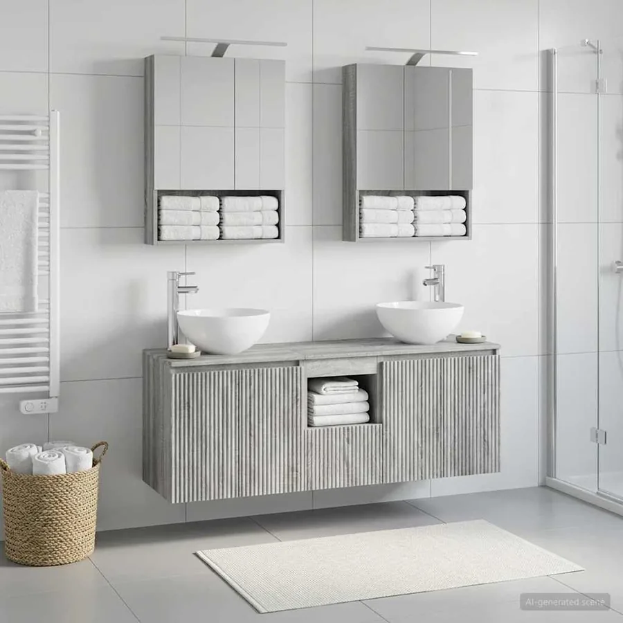 Ensemble d'armoire de salle de bain 5 pcs Sonoma gris
