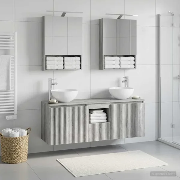 Ensemble d'armoire de salle de bain 5 pcs Sonoma gris