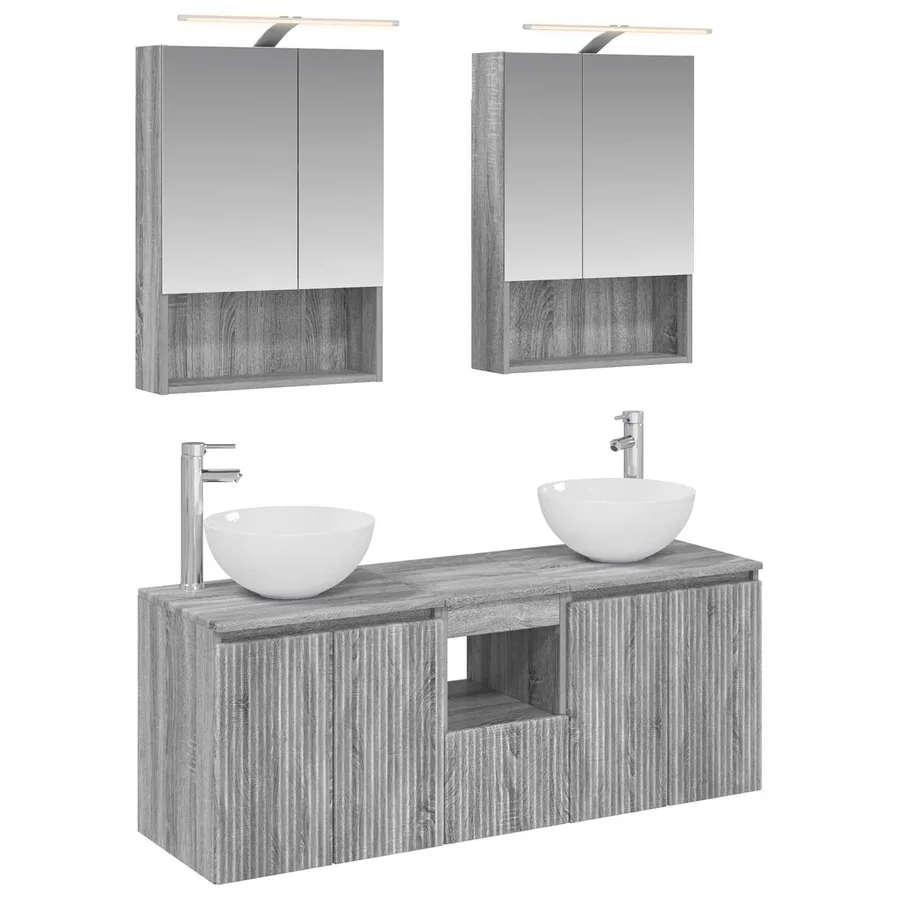Ensemble d'armoire de salle de bain 5 pcs Sonoma gris - 2