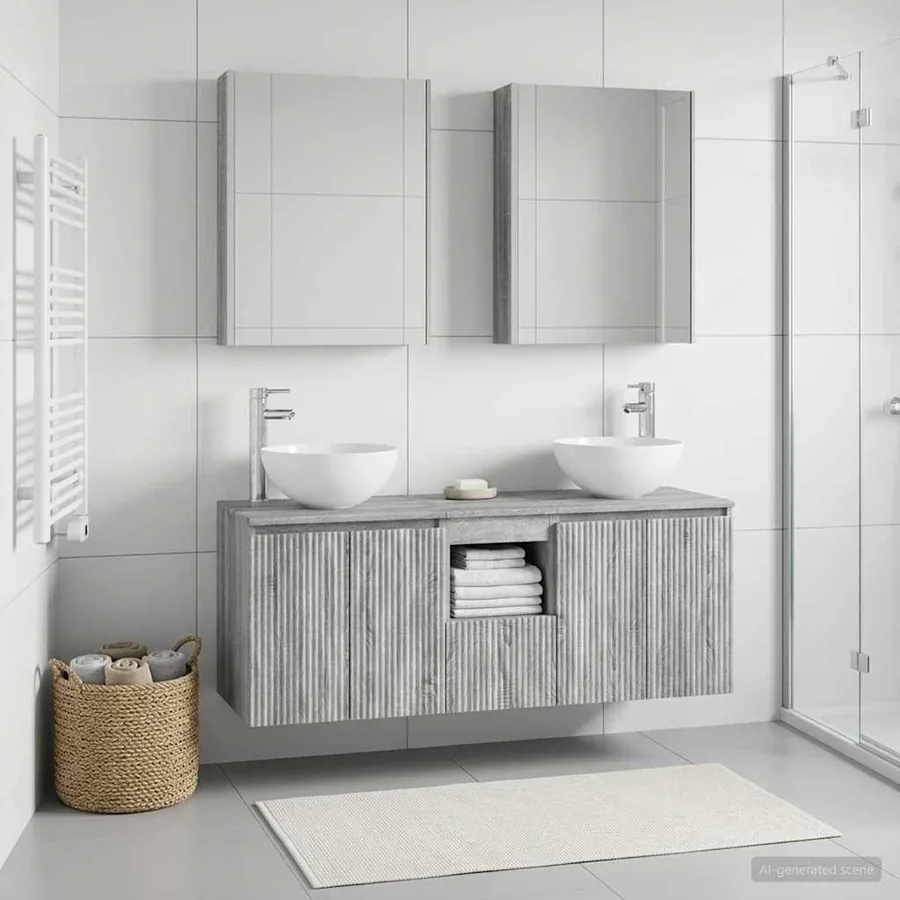 Ensemble d'armoire de salle de bain 5 pcs Sonoma gris