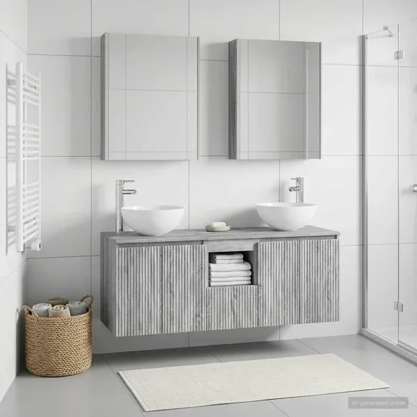 Ensemble d'armoire de salle de bain 5 pcs Sonoma gris