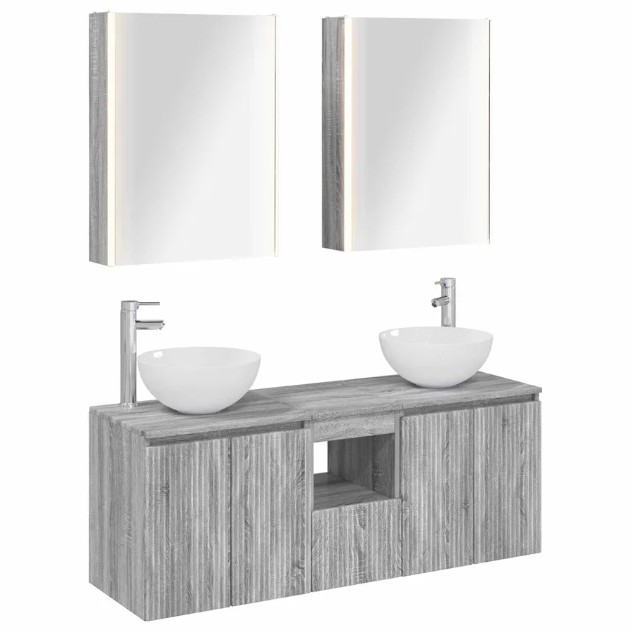 Ensemble d'armoire de salle de bain 5 pcs Sonoma gris - 2