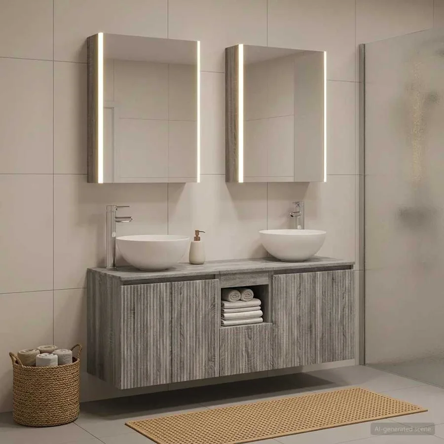 Ensemble d'armoire de salle de bain 5 pcs Sonoma gris - 4