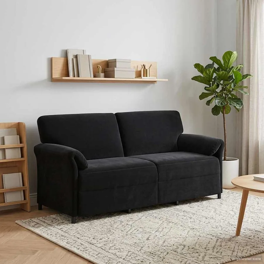 Sofa 3 places Noir 198 x 83 x 95 cm Velours