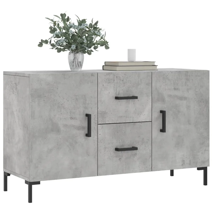 Buffet gris béton 100x36x60 cm bois d'ingénierie - 3