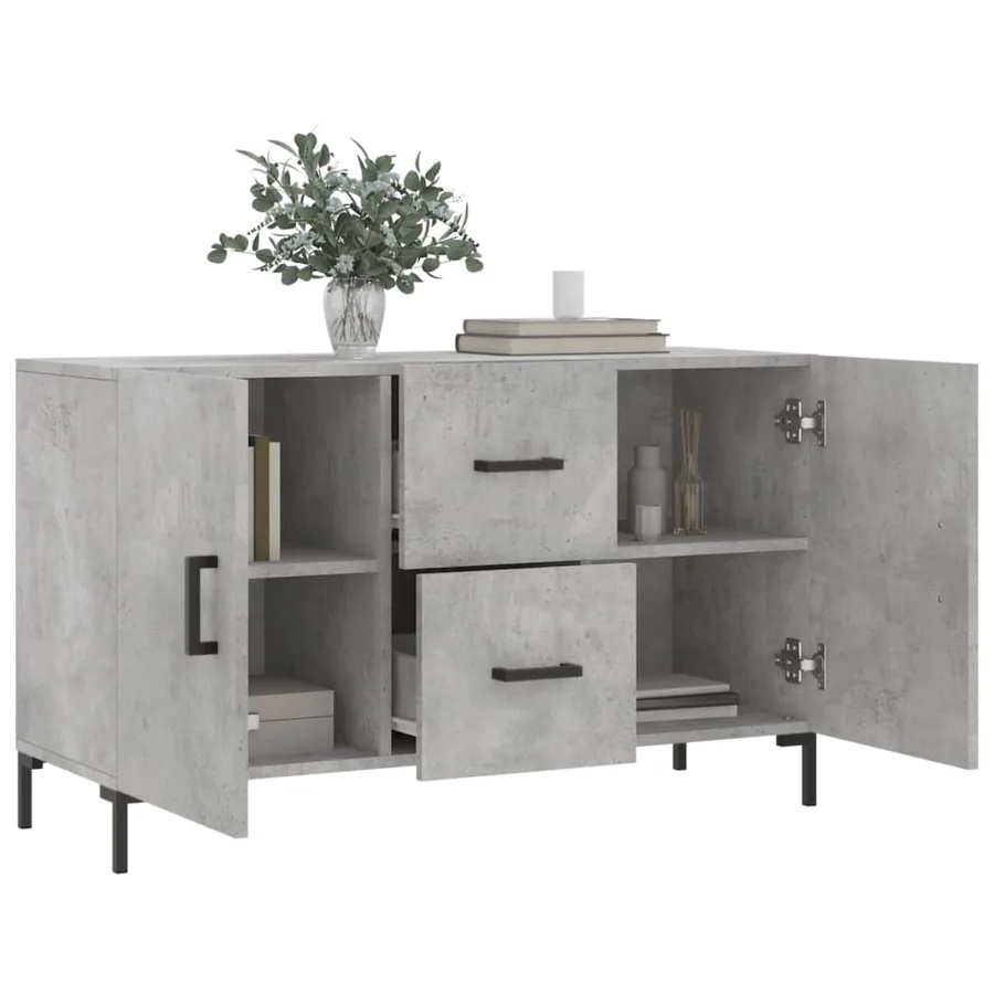 Buffet gris béton 100x36x60 cm bois d'ingénierie - 4