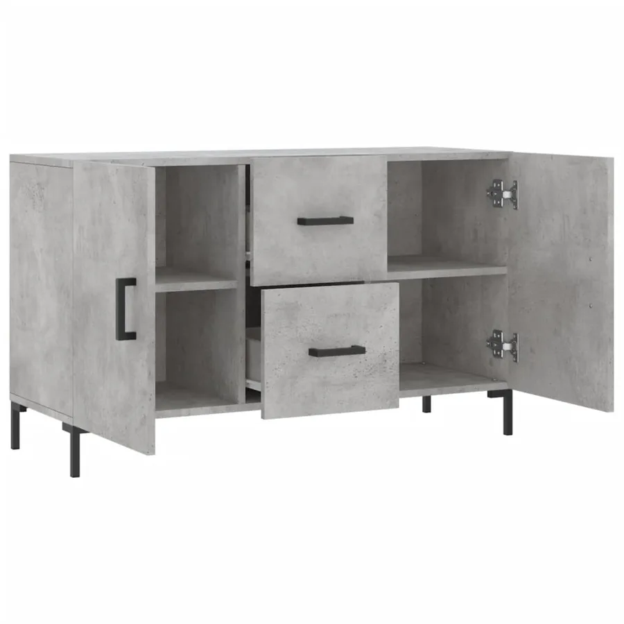 Buffet gris béton 100x36x60 cm bois d'ingénierie - 5