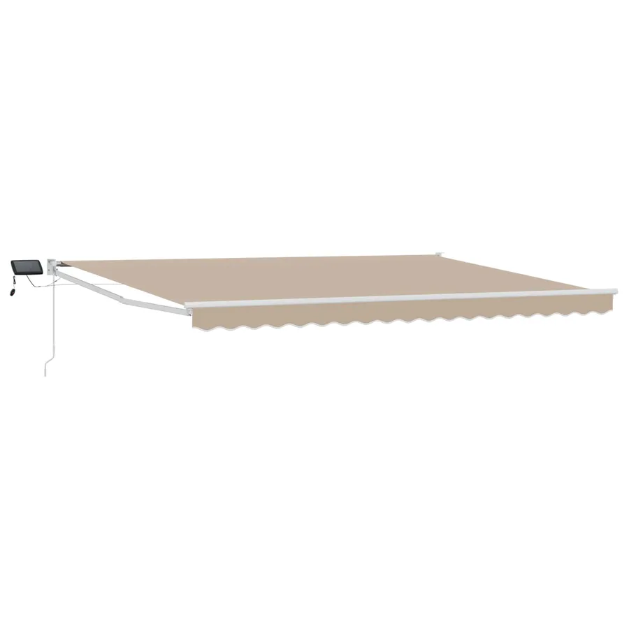 Store rétractable manuel avec LEDs Beige et blanc 4 × 3 m - 2