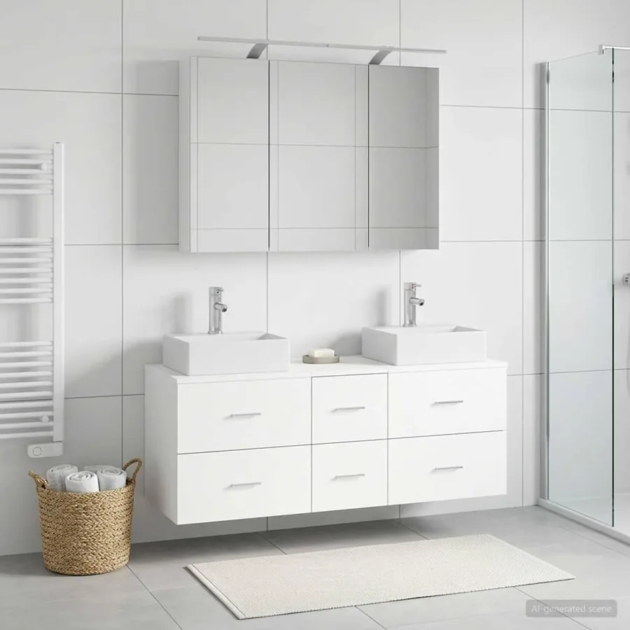 Ensemble de mobilier de salle de bain 4 pcs Blanc