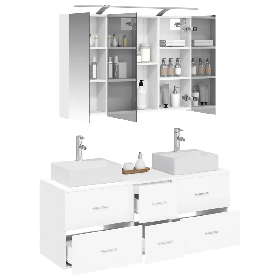 Ensemble de mobilier de salle de bain 4 pcs Blanc - 3