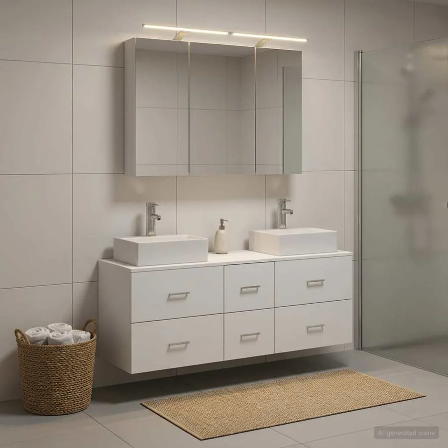 Ensemble de mobilier de salle de bain 4 pcs Blanc - 4