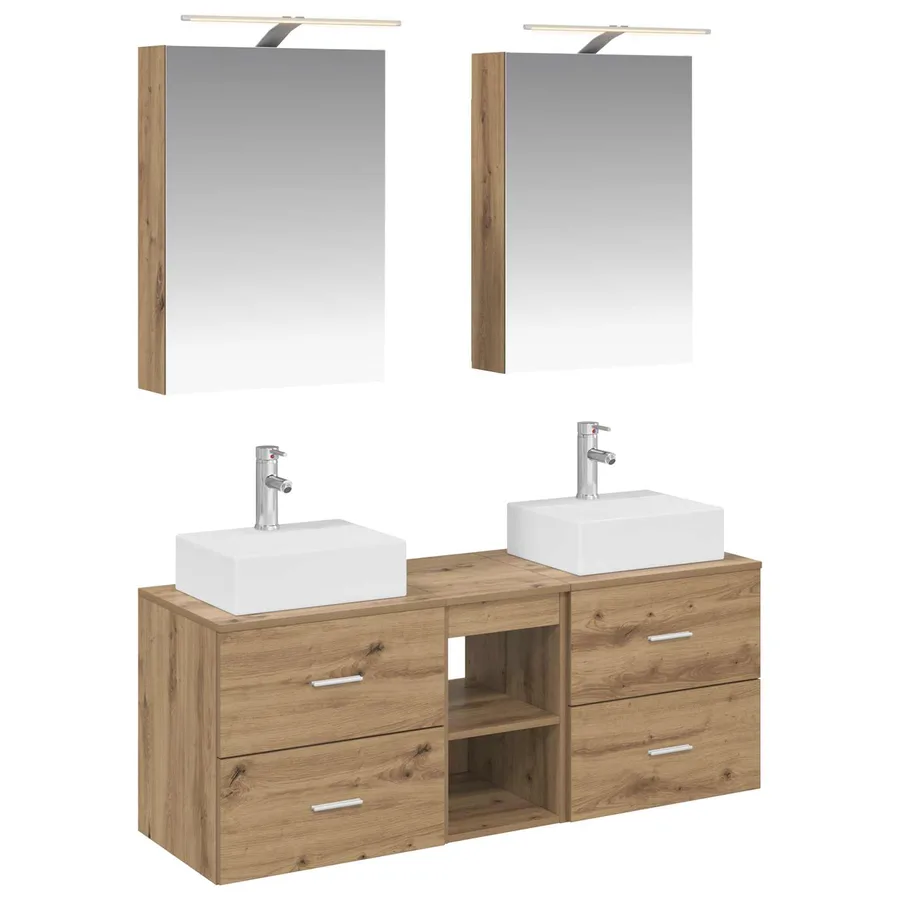 Ensemble de mobilier de salle de bain 5 pc Chêne artisanal - 2