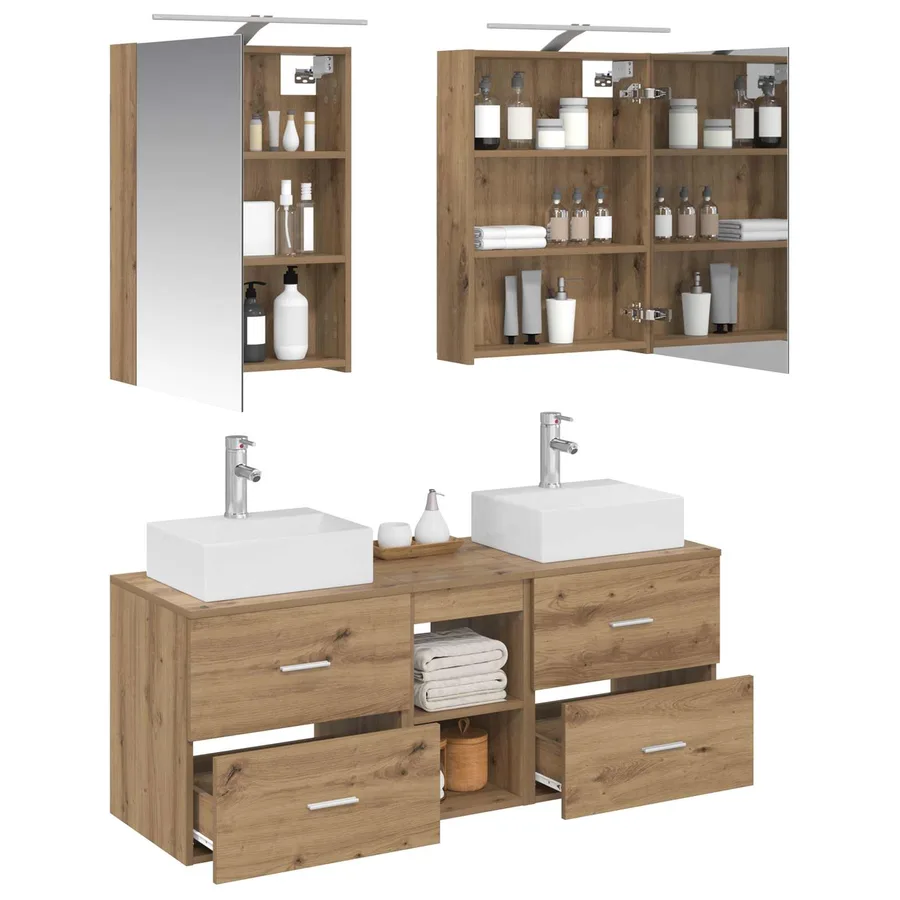 Ensemble de mobilier de salle de bain 5 pc Chêne artisanal - 3