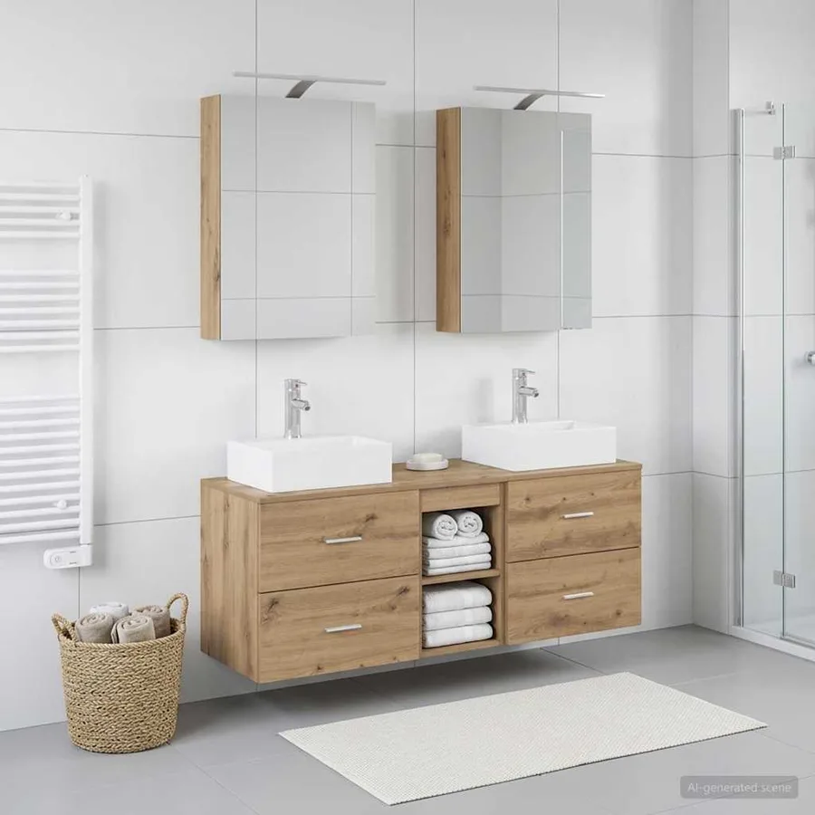 Ensemble de mobilier de salle de bain 5 pc Chêne artisanal - 4