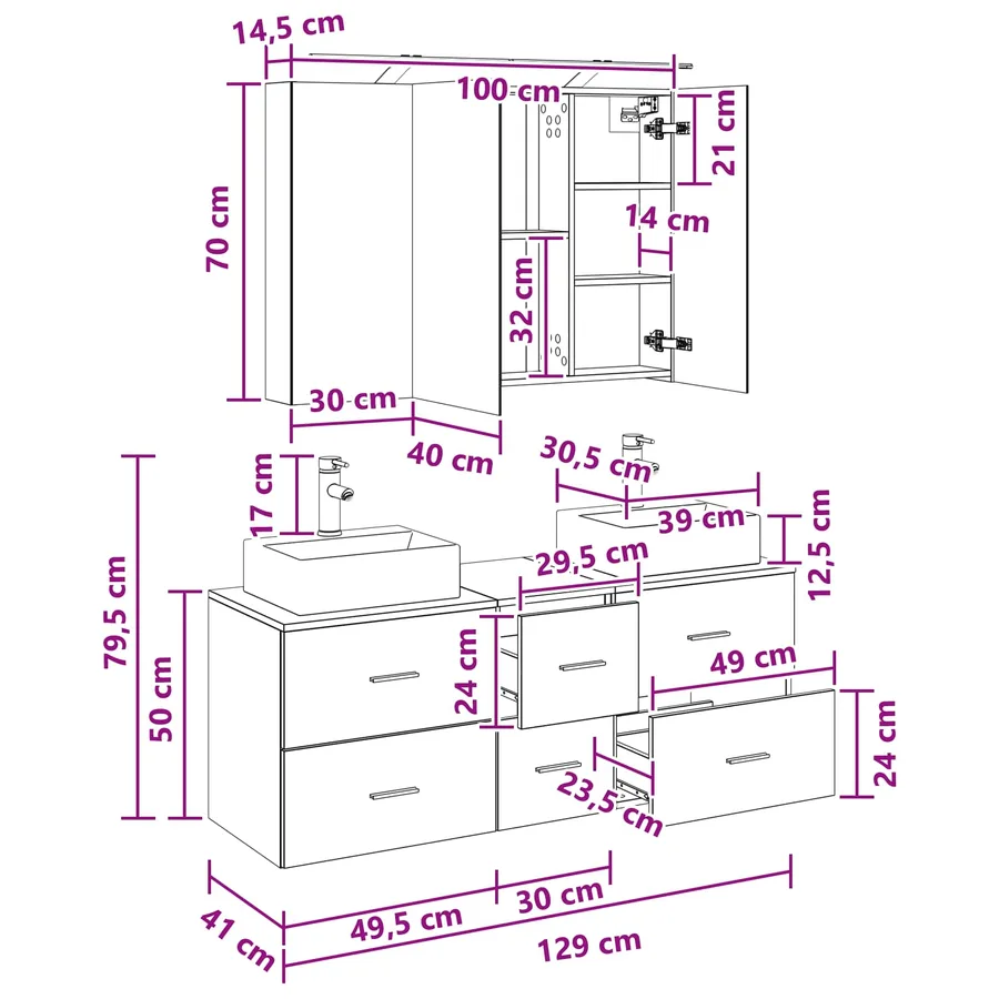 Ensemble de mobilier de salle de bain 4 pc Chêne artisanal - 14