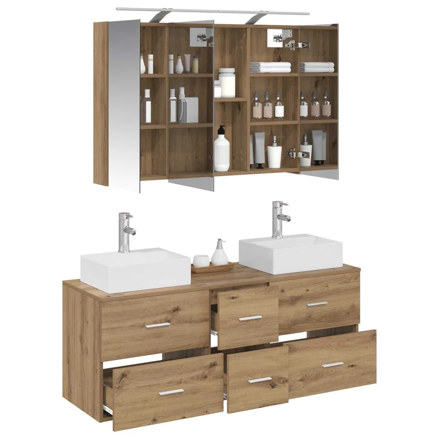 Ensemble de mobilier de salle de bain 4 pc Chêne artisanal - 3
