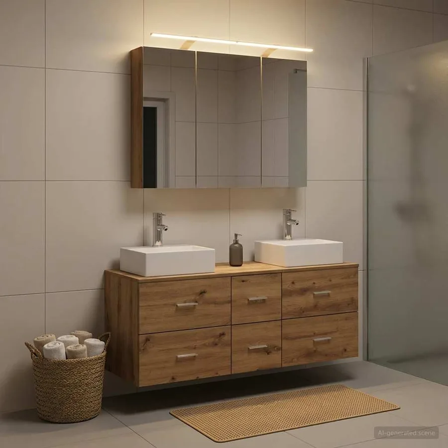 Ensemble de mobilier de salle de bain 4 pc Chêne artisanal - 4