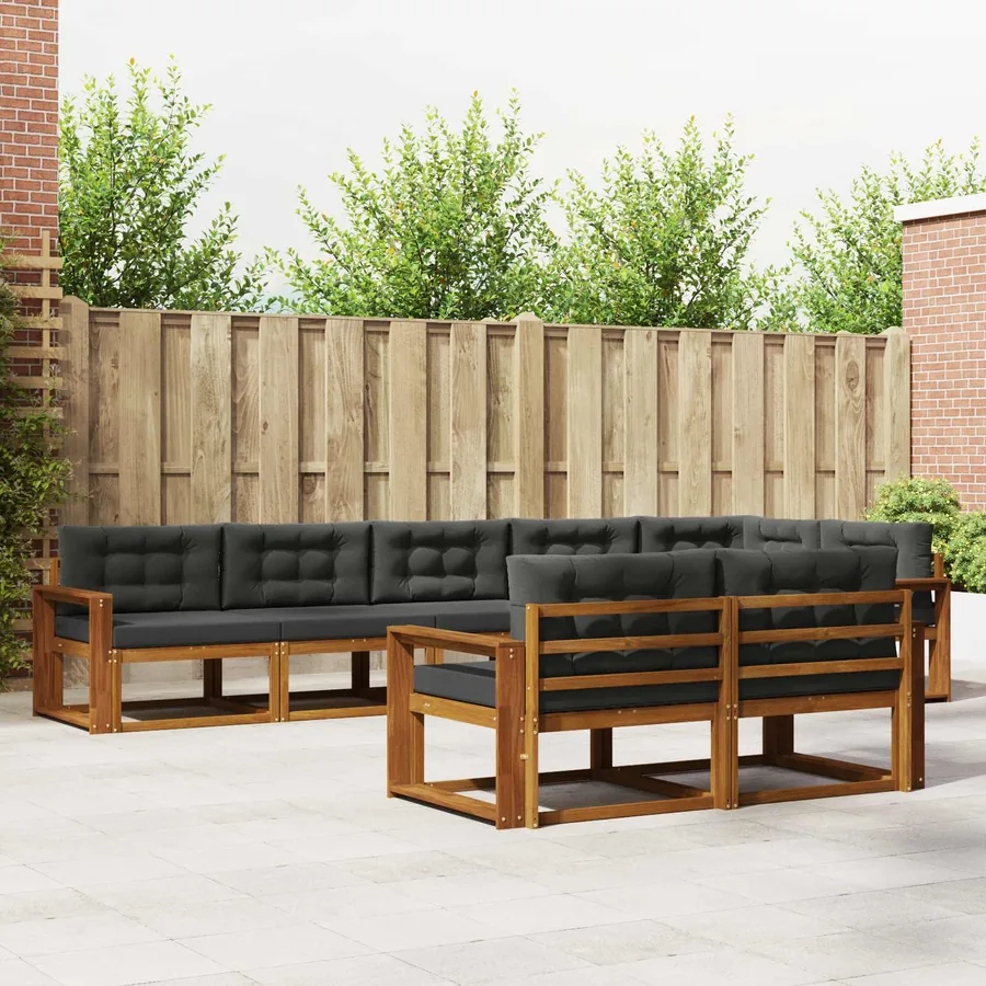 Ensemble de canapés d'extérieur 8 pc Naturel et Anthracite