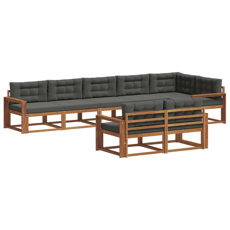 Ensemble de canapés d'extérieur 8 pc Naturel et Anthracite - 2