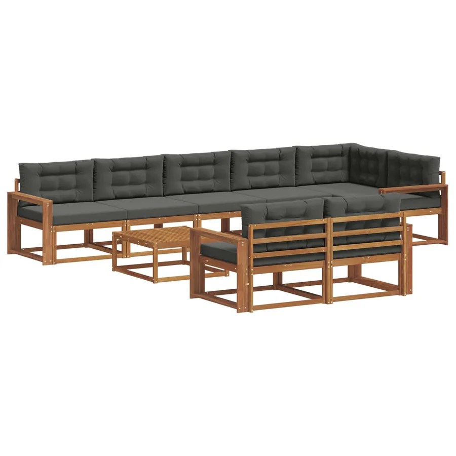 Ensemble de canapés d'extérieur 9 pcs Naturel et Anthracite - 2