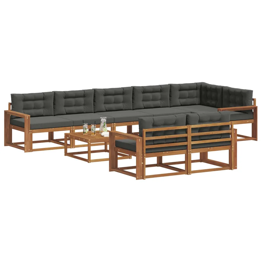Ensemble de canapés d'extérieur 9 pcs Naturel et Anthracite - 3
