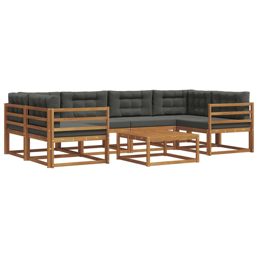 Ensemble de canapés d'extérieur 7 pcs Naturel et Anthracite - 2