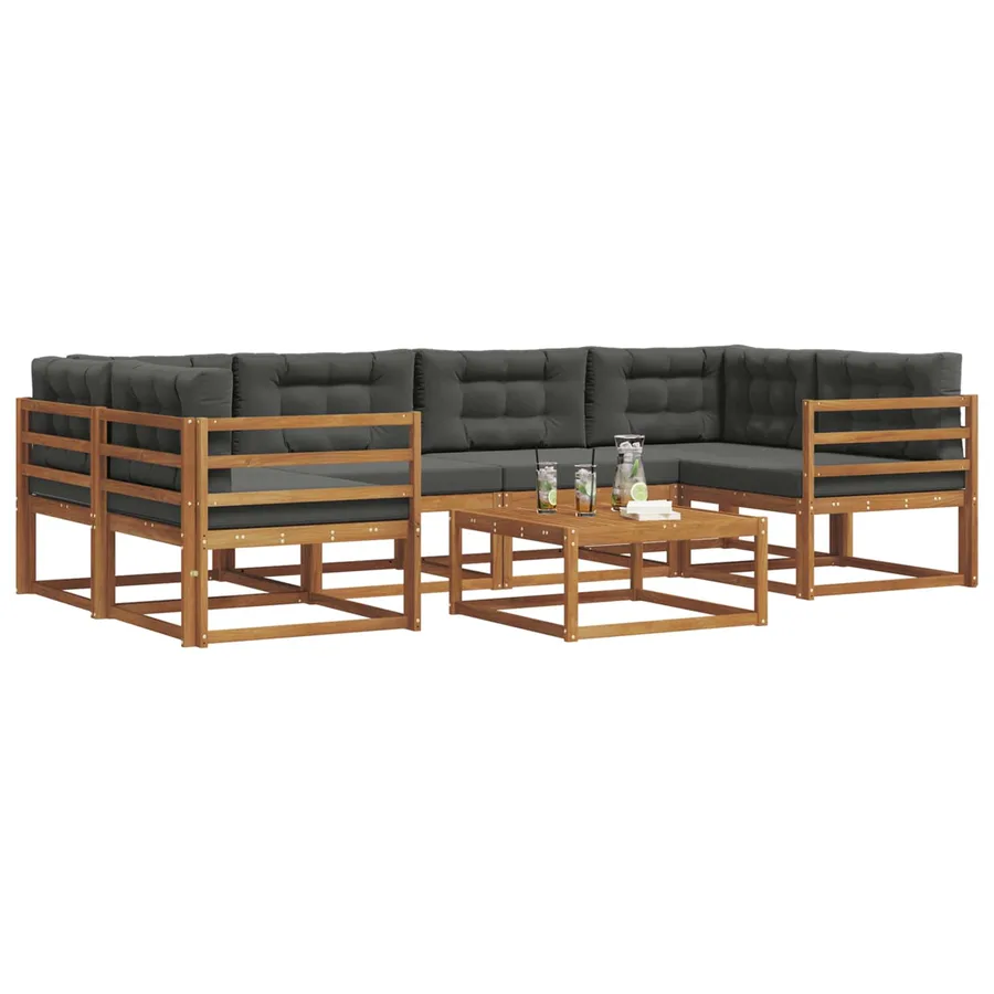Ensemble de canapés d'extérieur 7 pcs Naturel et Anthracite - 3