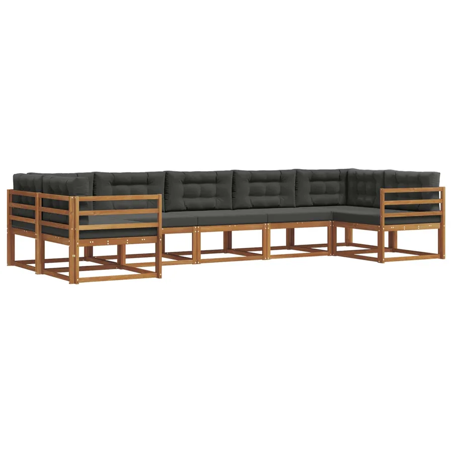 Ensemble de canapés d'extérieur 7 pcs Naturel et Anthracite - 2
