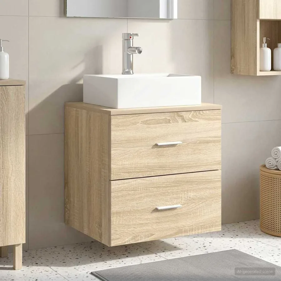 Vanité de lavabo mural Chêne Sonoma 49,5 x 41 x 62,5 cm