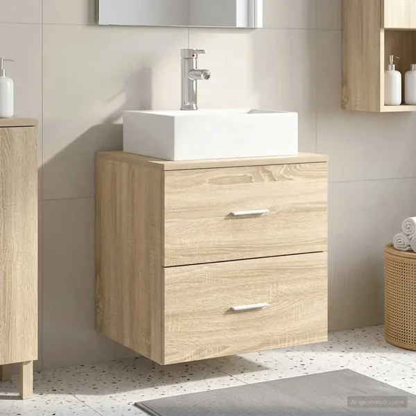 Vanité de lavabo mural Chêne Sonoma 49,5 x 41 x 62,5 cm