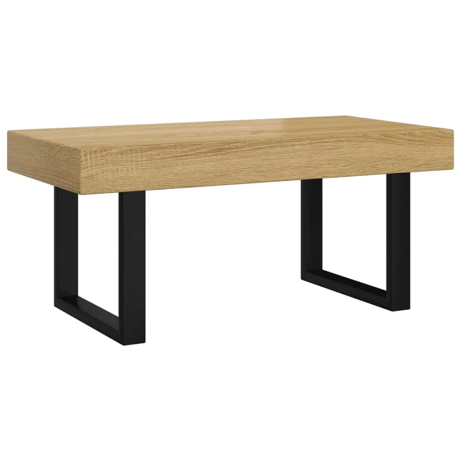 Table basse Marron clair et noir 90x45x40 cm MDF et fer - 2