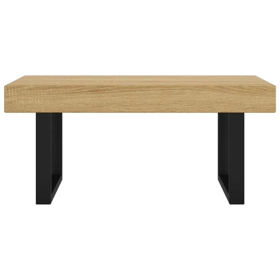 Table basse Marron clair et noir 90x45x40 cm MDF et fer - 3