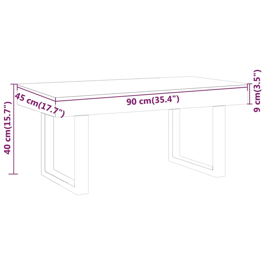 Table basse Marron clair et noir 90x45x40 cm MDF et fer - 6