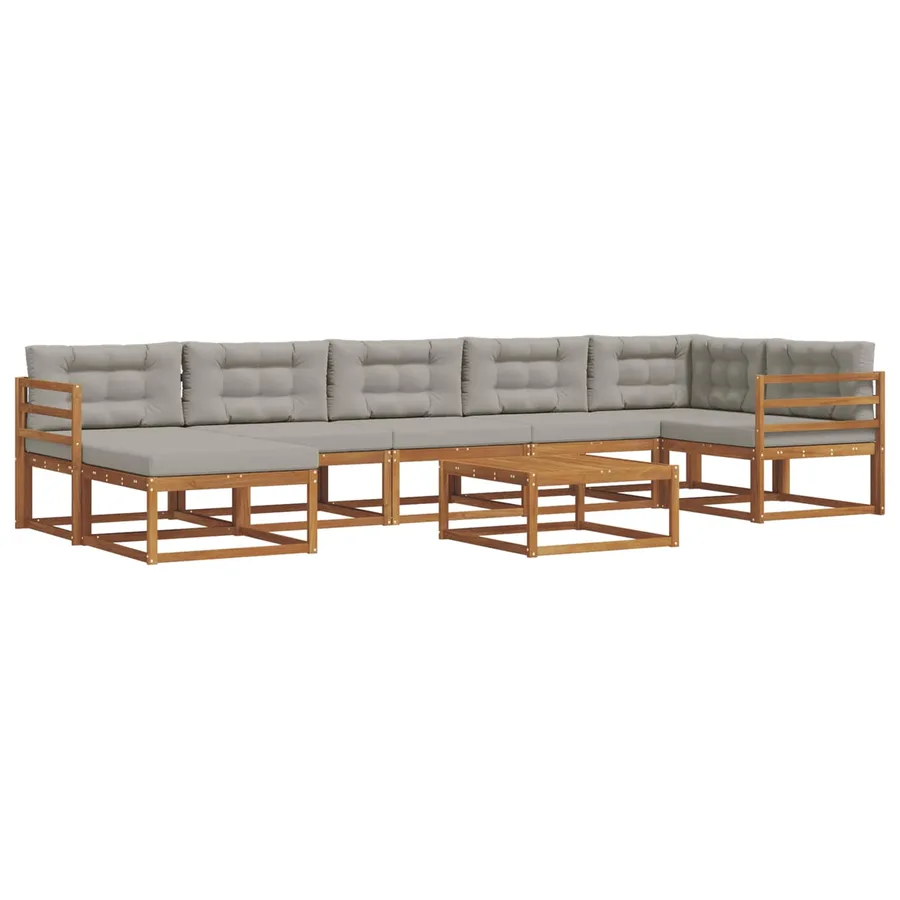 Ensemble de canapés d'extérieur 8 pcs Gris Naturel et Clair - 2