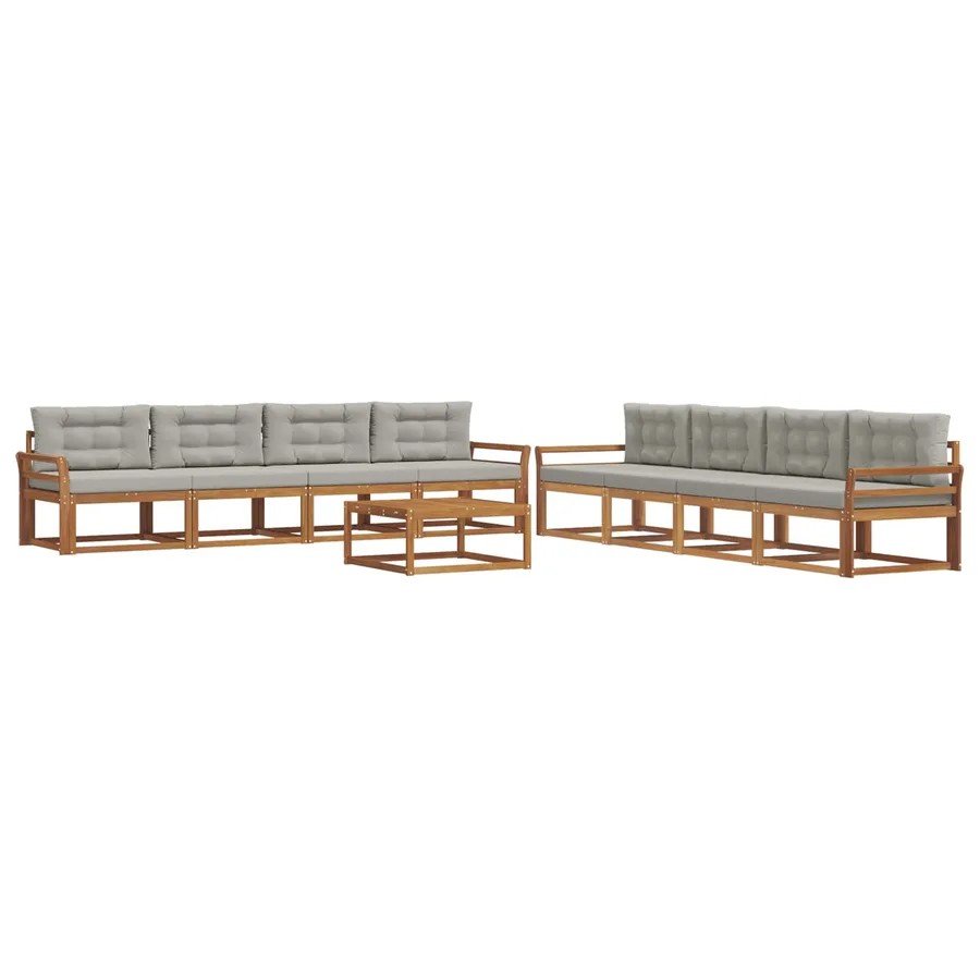 Ensemble de canapés d'extérieur 9 pcs Gris Naturel et Clair - 2