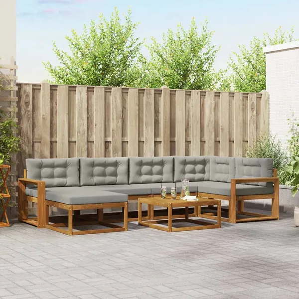 Ensemble de canapés d'extérieur 7 pcs Gris Naturel et Clair