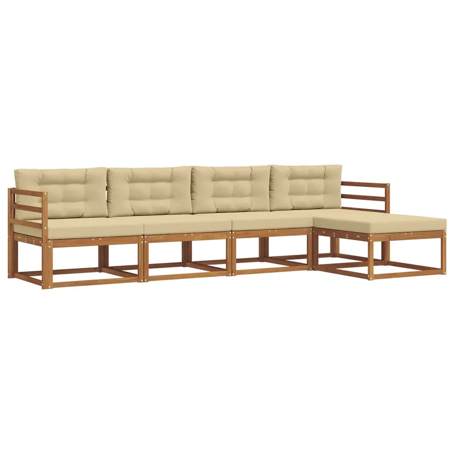 Ensemble de canapés d'extérieur 5 pcs Naturel et Beige - 2