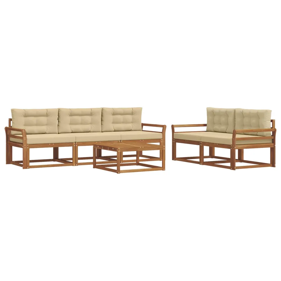 Ensemble de canapés d'extérieur 6 pcs Naturel et Beige - 2