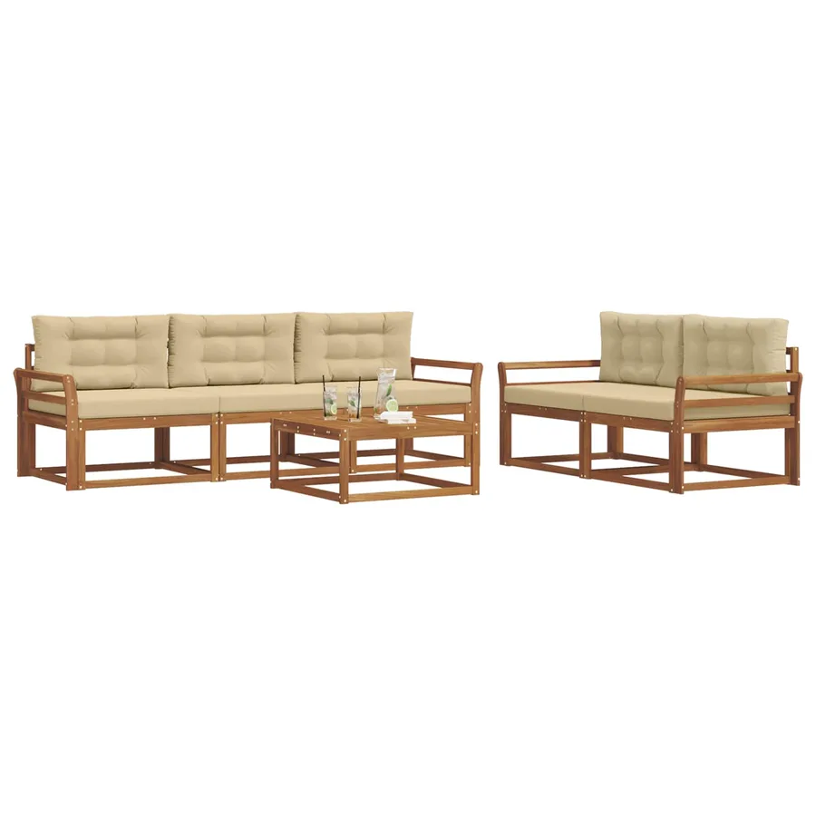 Ensemble de canapés d'extérieur 6 pcs Naturel et Beige - 3
