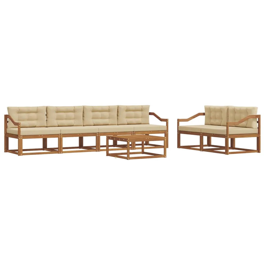 Ensemble de canapés d'extérieur 7 pcs Naturel et Beige - 2