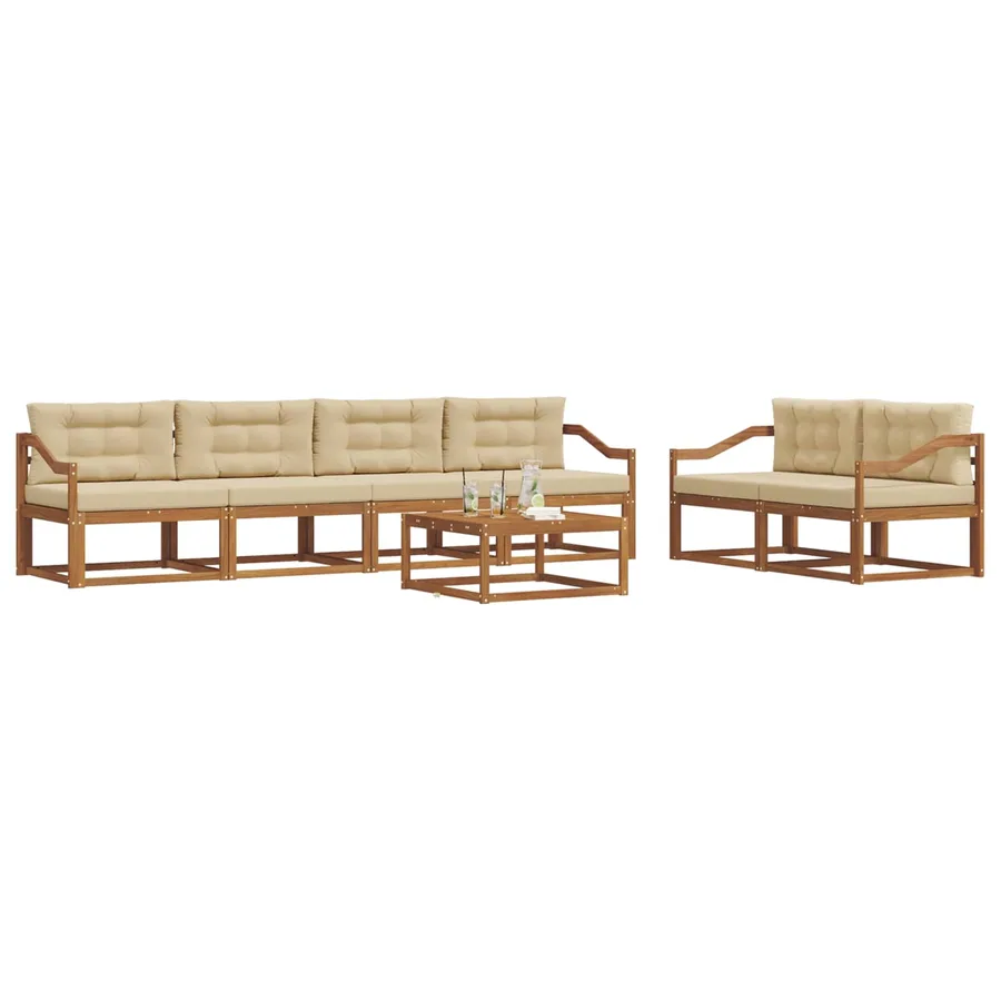 Ensemble de canapés d'extérieur 7 pcs Naturel et Beige - 3