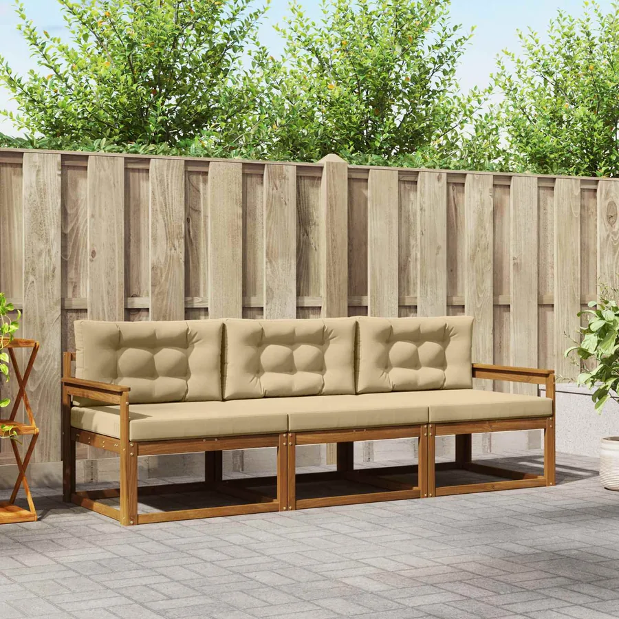 Ensemble de canapés d'extérieur 3 pcs Naturel et Beige