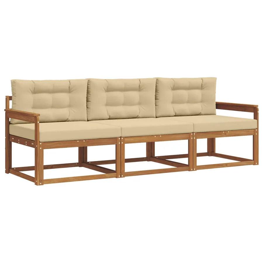 Ensemble de canapés d'extérieur 3 pcs Naturel et Beige - 2